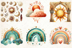 Boho Rainbow Clipart Bundle - CraftNest - Digital Crafting and Art