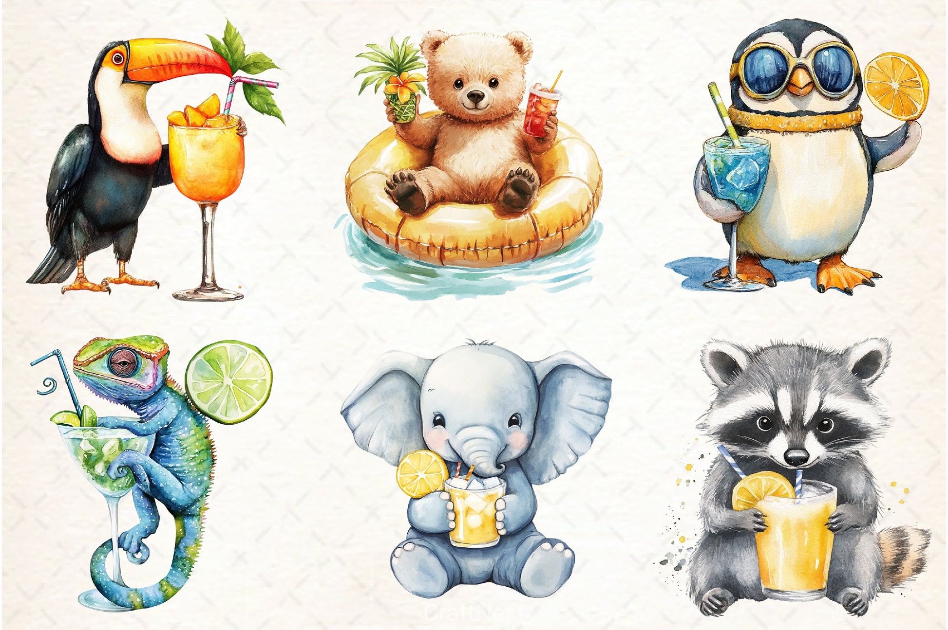 Summer Cocktail & Animals Clipart Bundle - CraftNest - Digital Crafting and Art