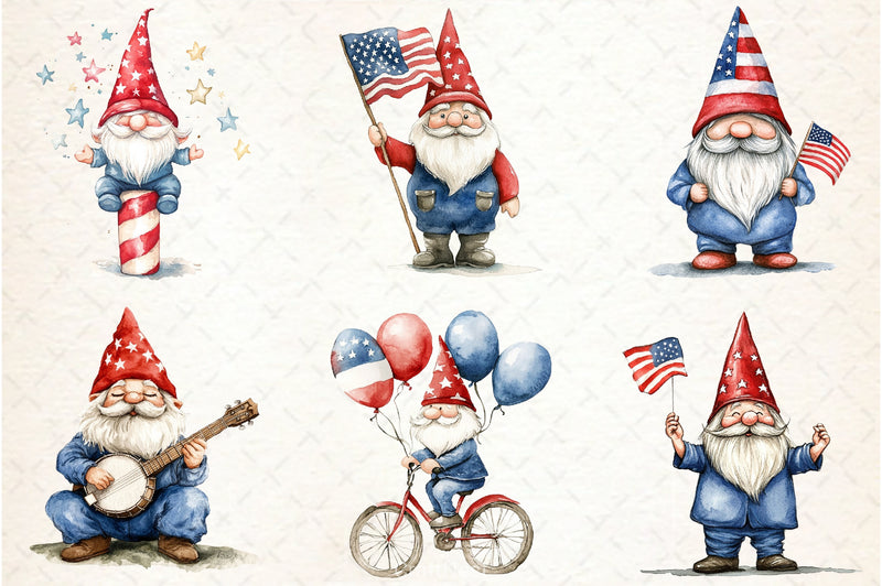 Patriotic Gnome Clipart Bundle 1 - CraftNest - Digital Crafting and Art
