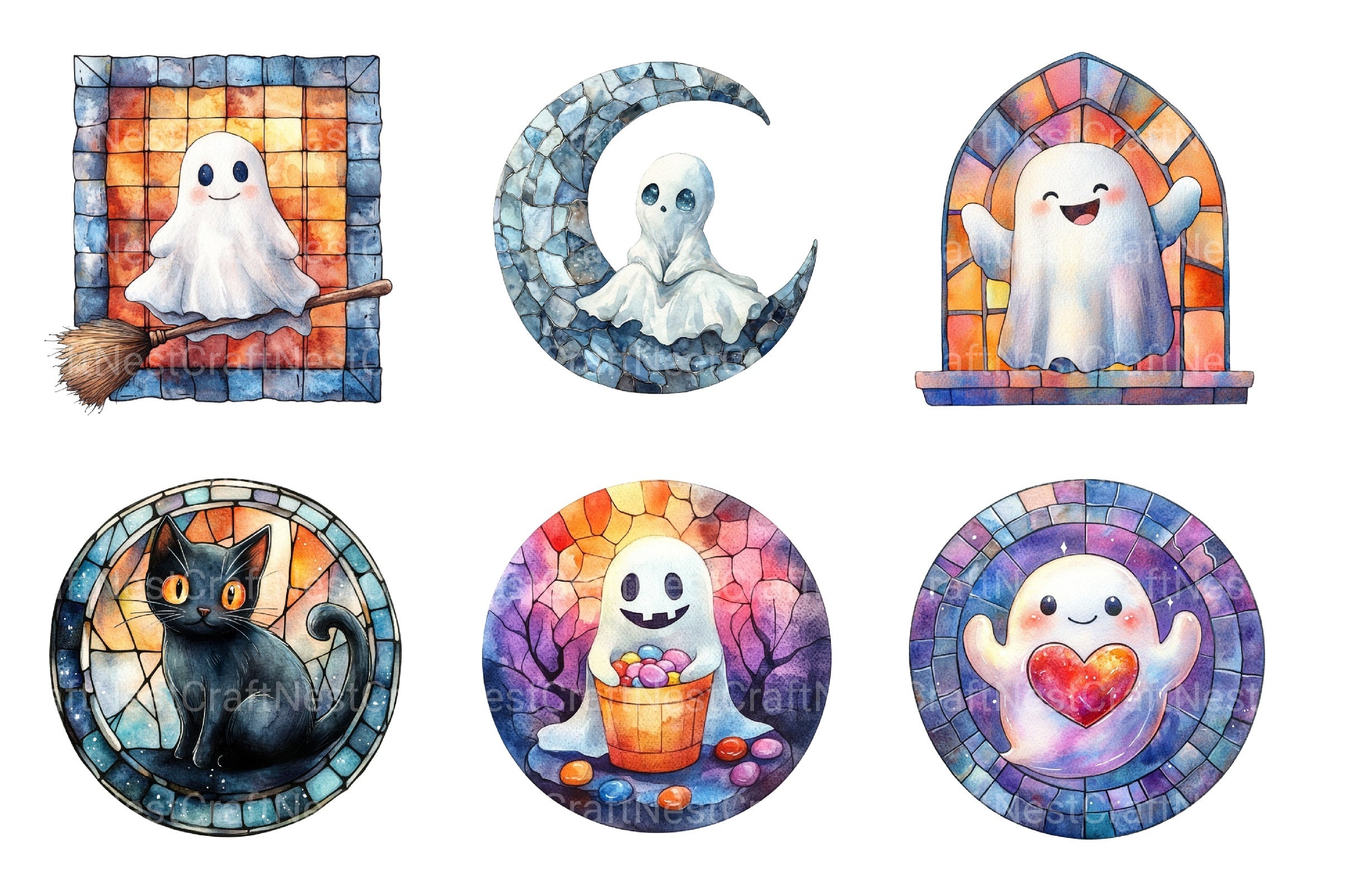 Cute Ghost Ornament Clipart Bundle - CraftNest - Digital Crafting and Art