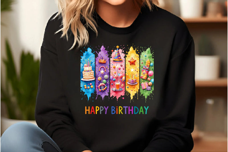 Happy Birthday Brushstroke Design Clipart Bundle - CraftNest - Digital Crafting and Art