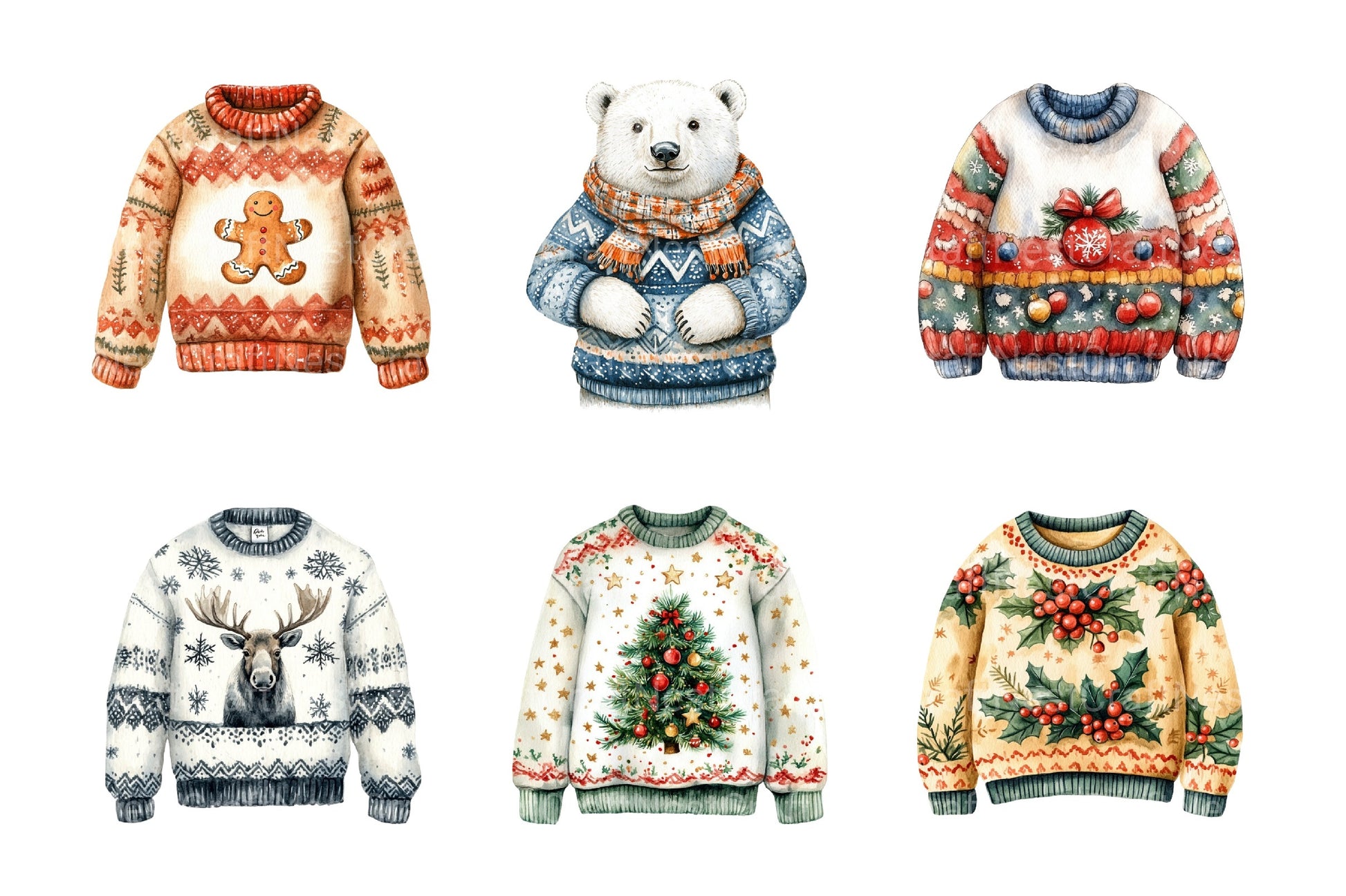 Christmas Sweater Clipart Bundle: Ugly, Grinch, Cute Holly Sweatshirts for Winter Scrapbooking & Planning - CraftNest - Digital Crafting and Art