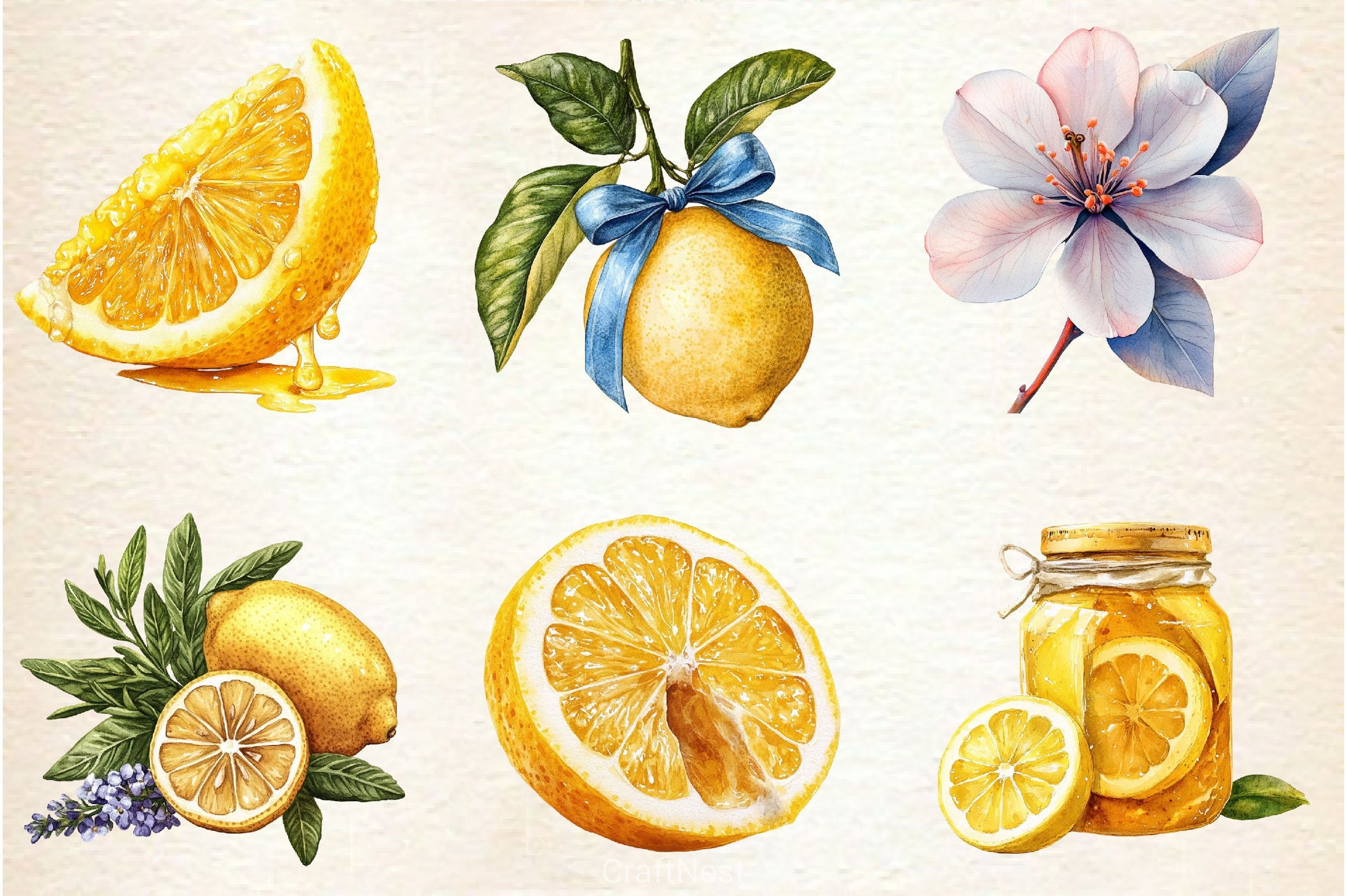 Mediterranean Lemon Botanical Clipart Bundle 4 - CraftNest - Digital Crafting and Art