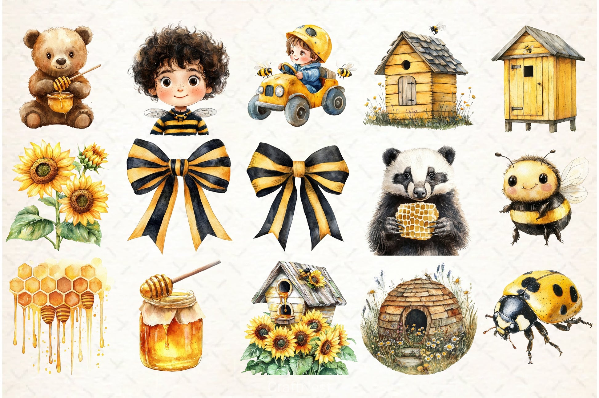 Little Honeybee Clipart Bundle - CraftNest - Digital Crafting and Art
