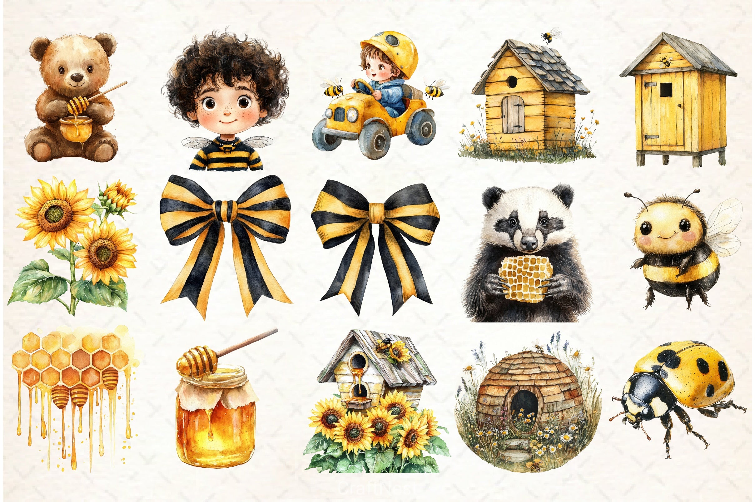 Little Honeybee Clipart Bundle - CraftNest - Digital Crafting and Art