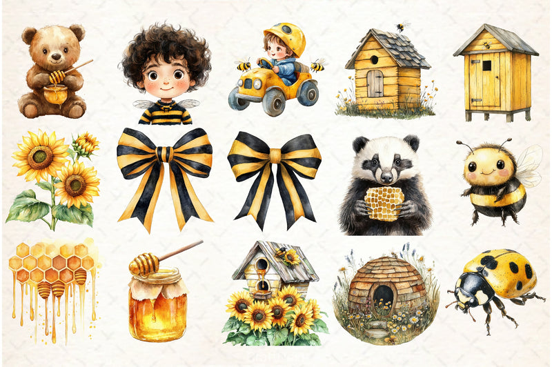 Little Honeybee Clipart Bundle - CraftNest - Digital Crafting and Art