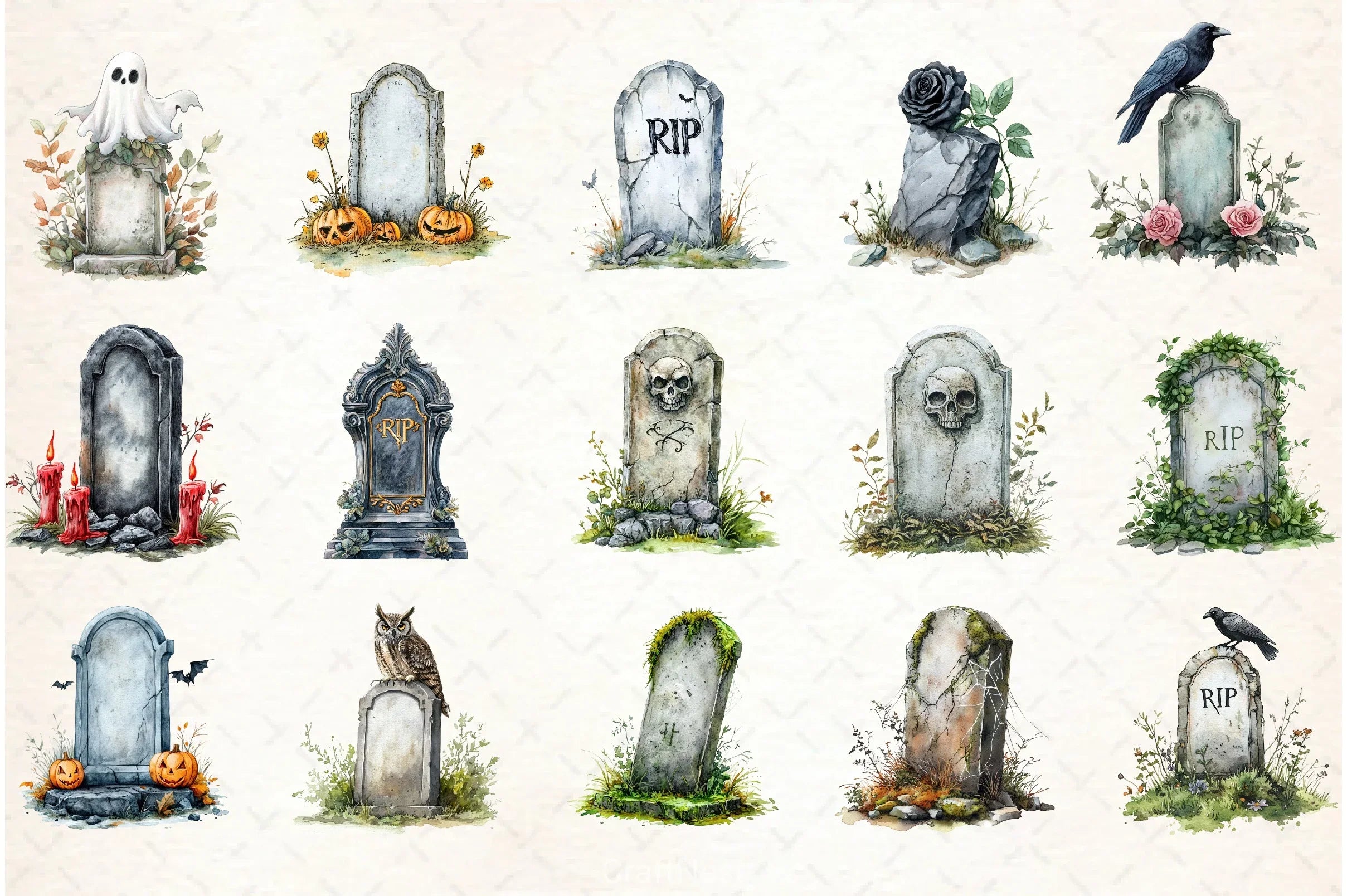 Halloween RIP Clipart Bundle - CraftNest - Digital Crafting and Art