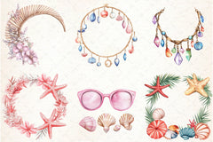 Coquette Coastal Summer Frame Clipart Bundle 1 - CraftNest - Digital Crafting and Art