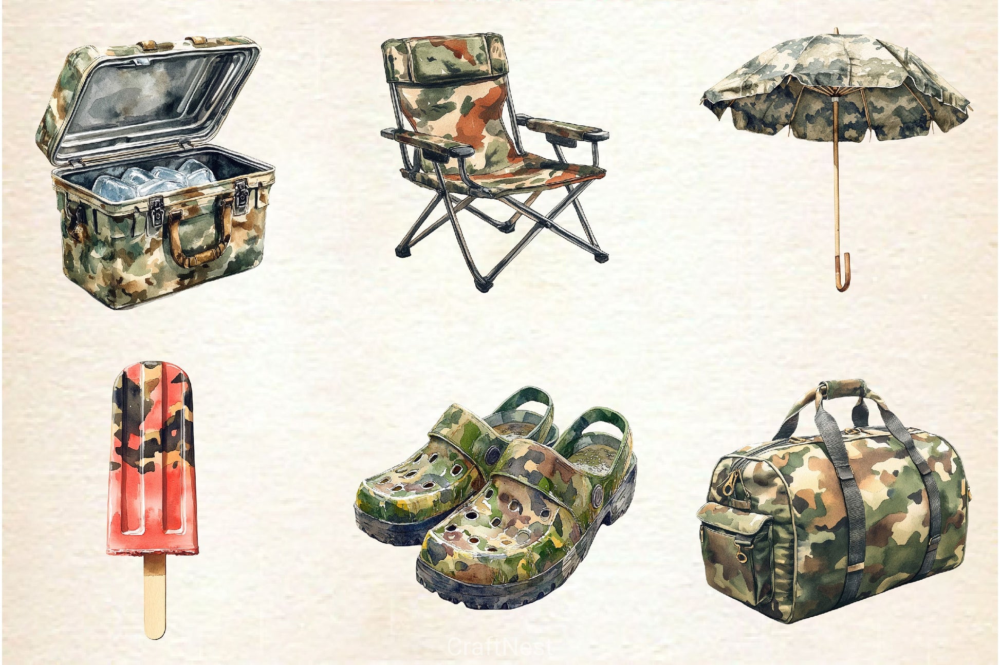 Camouflage Summer Clipart Bundle - CraftNest - Digital Crafting and Art