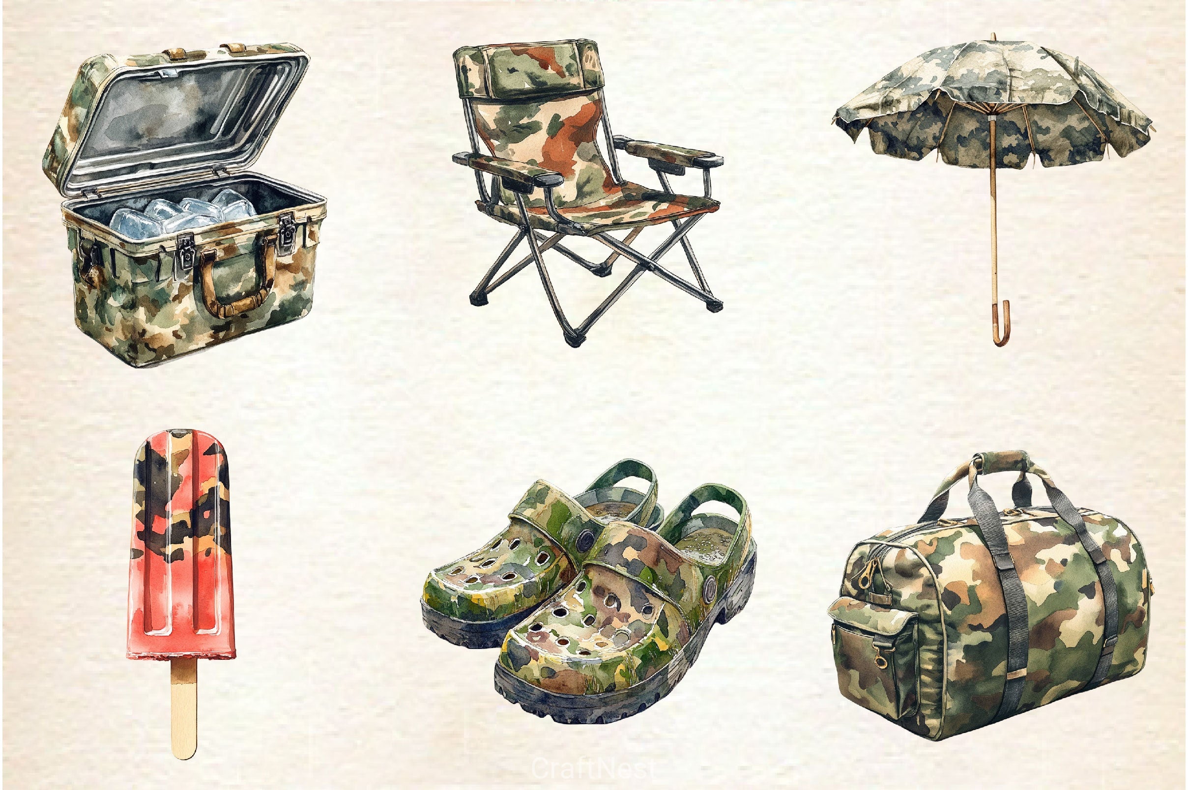 Camouflage Summer Clipart Bundle - CraftNest - Digital Crafting and Art