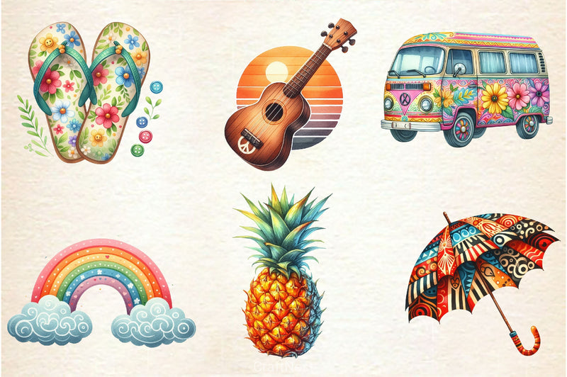 Groovy Summer Clipart Bundle 2 - CraftNest - Digital Crafting and Art