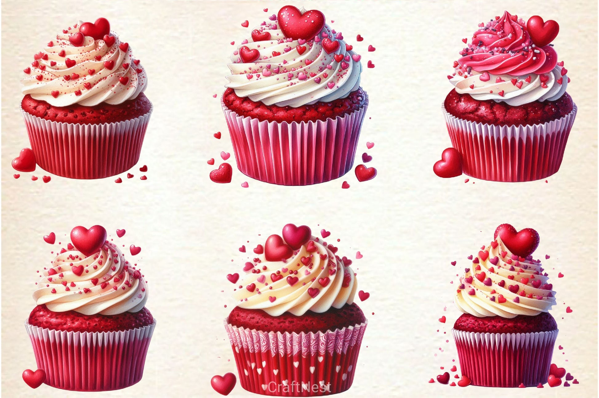 Red Velvet Cupcake Clipart Bundle - CraftNest - Digital Crafting and Art