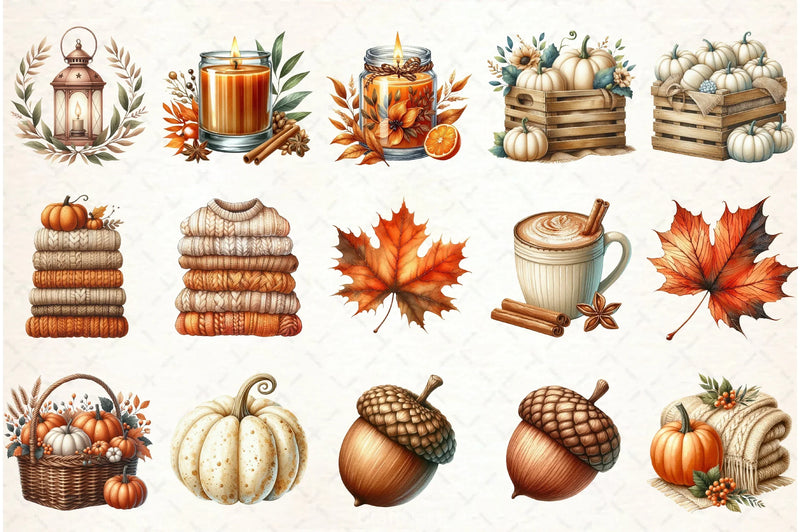Cozy Autumn Clipart Bundle 8 - CraftNest - Digital Crafting and Art