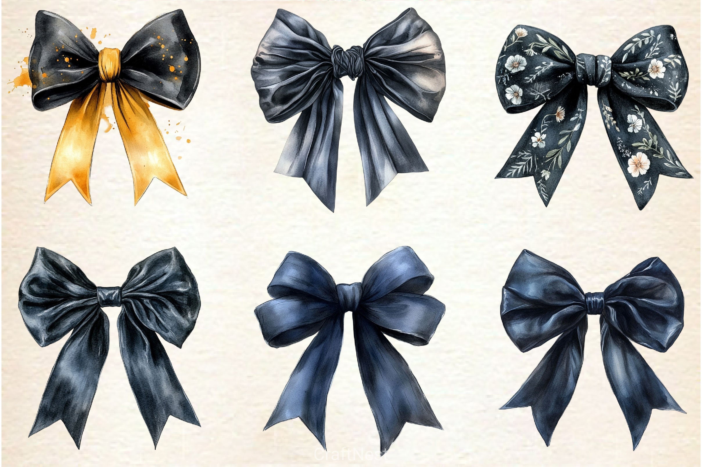 Black Month Bow Clipart Bundle - CraftNest - Digital Crafting and Art