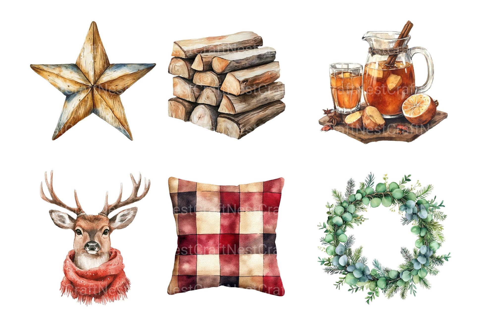 Farmhouse Christmas Holiday Art Stickers Bundle - CraftNest - Digital Crafting and Art