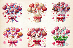 Valentine Cake Pop Bouquet Clipart Bundle - CraftNest - Digital Crafting and Art