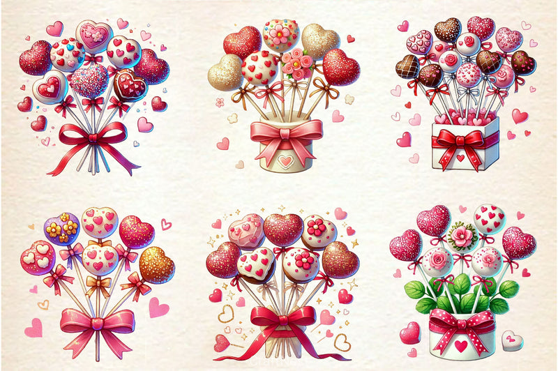 Valentine Cake Pop Bouquet Clipart Bundle - CraftNest - Digital Crafting and Art