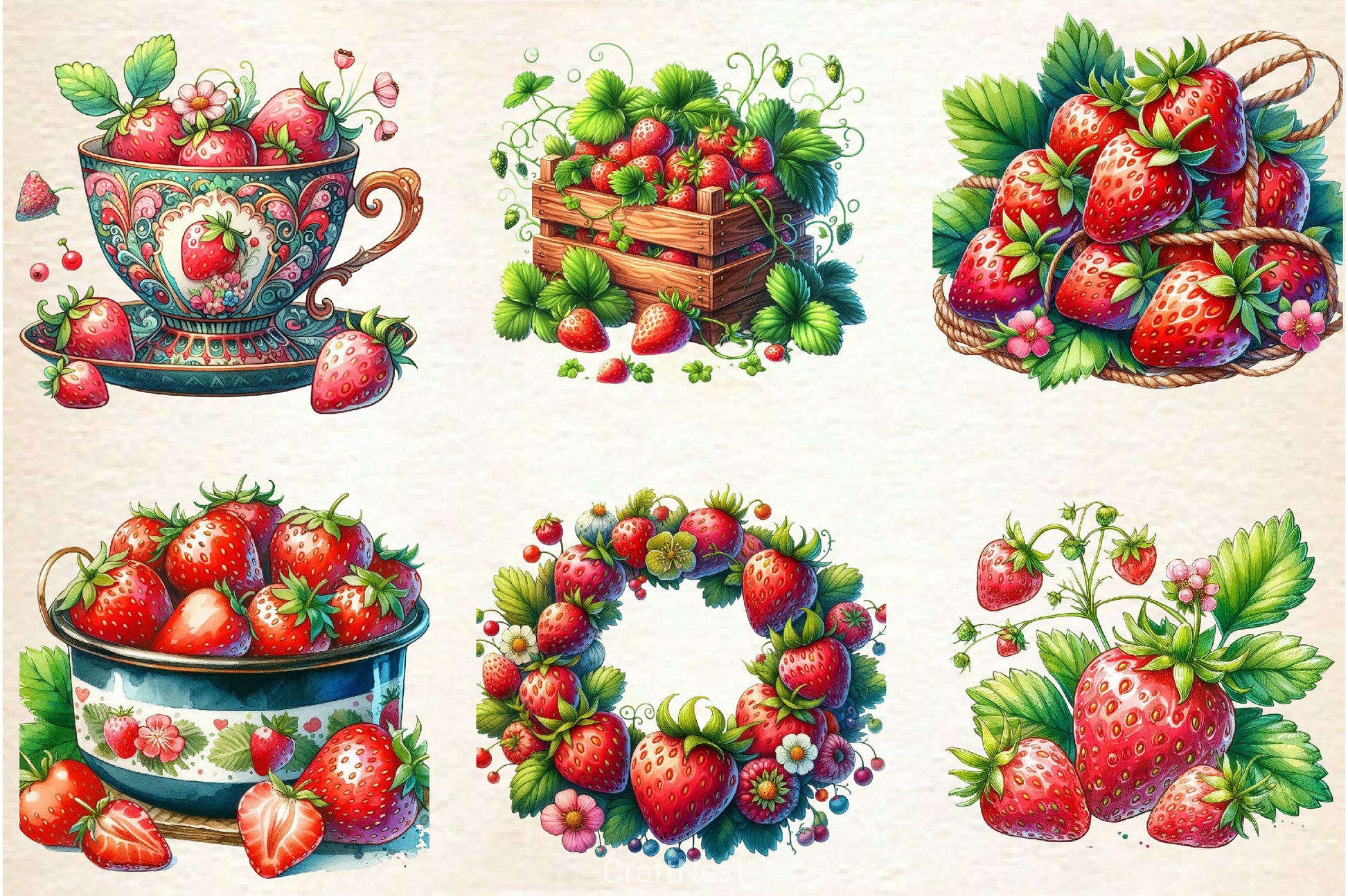 Summer Strawberry Clipart Bundle - CraftNest - Digital Crafting and Art