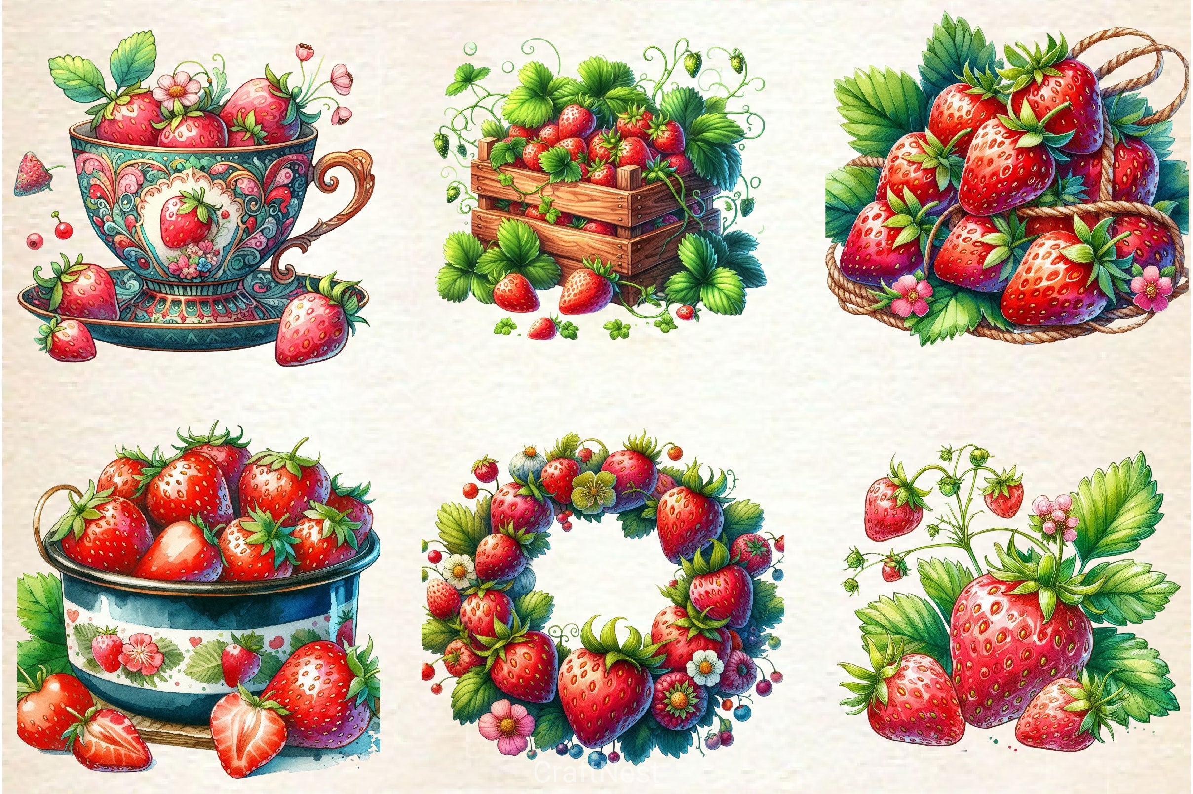 Summer Strawberry Clipart Bundle - CraftNest - Digital Crafting and Art
