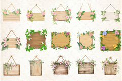 Wooden Sign Clipart Bundle 1 - CraftNest - Digital Crafting and Art