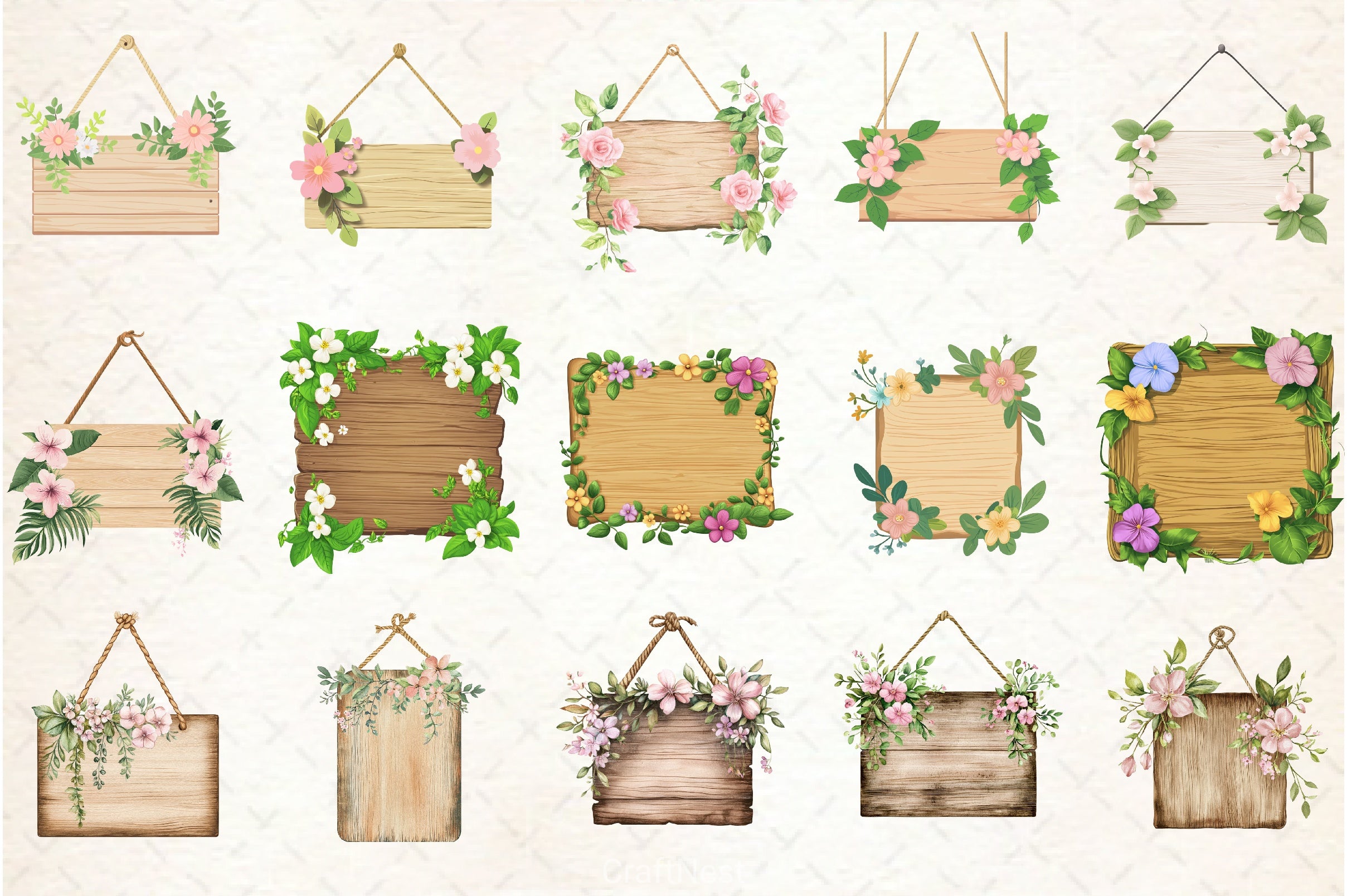 Wooden Sign Clipart Bundle 1 - CraftNest - Digital Crafting and Art