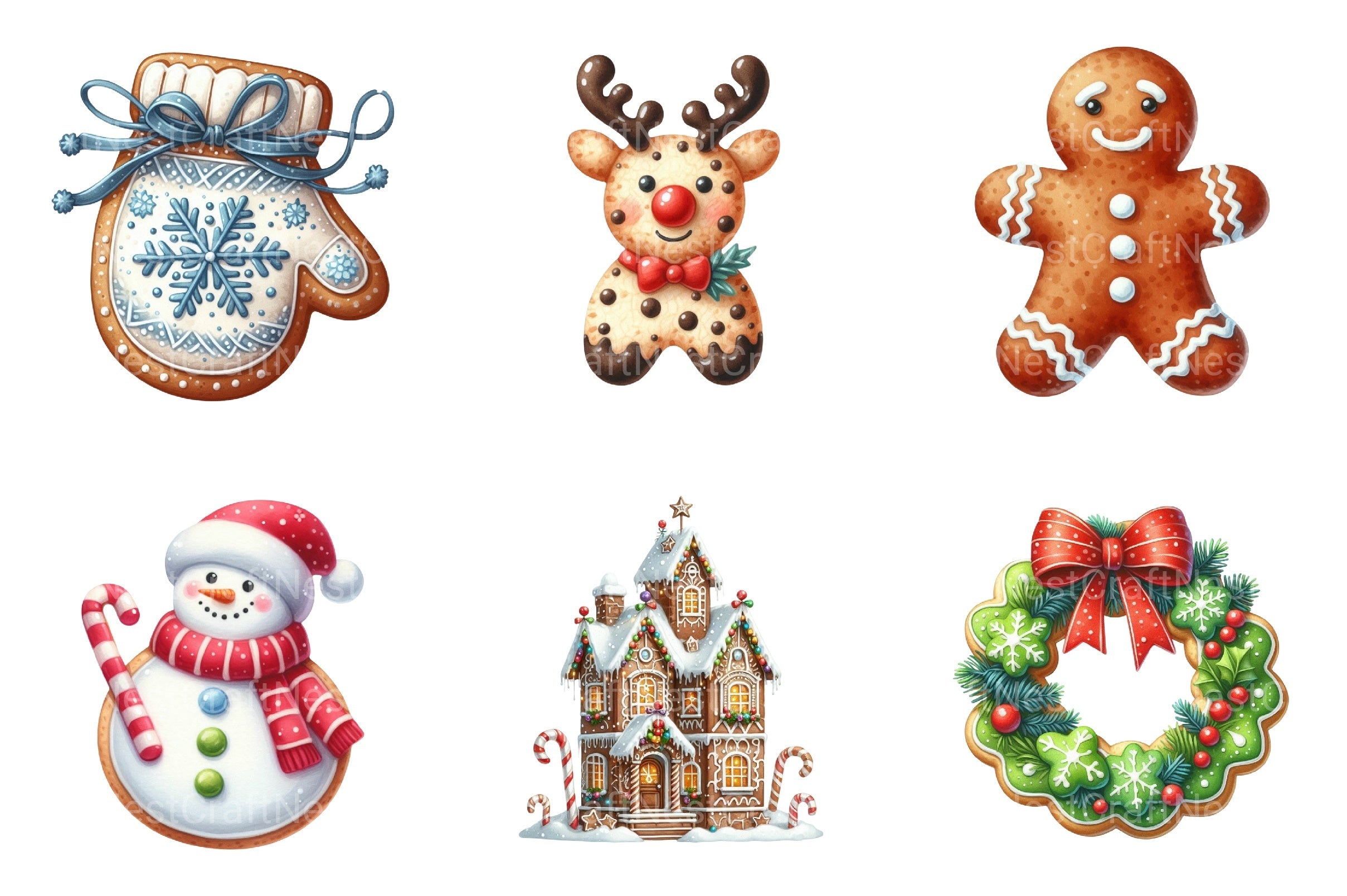 Gingerbread Houses Christmas Cookie Clipart Bundle - CraftNest - Digital Crafting and Art