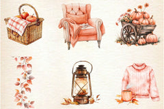 Peach Colored Autumn Clipart Bundle 3 - CraftNest - Digital Crafting and Art