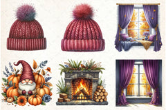 Burgundy Autumn Clipart Bundle - CraftNest - Digital Crafting and Art