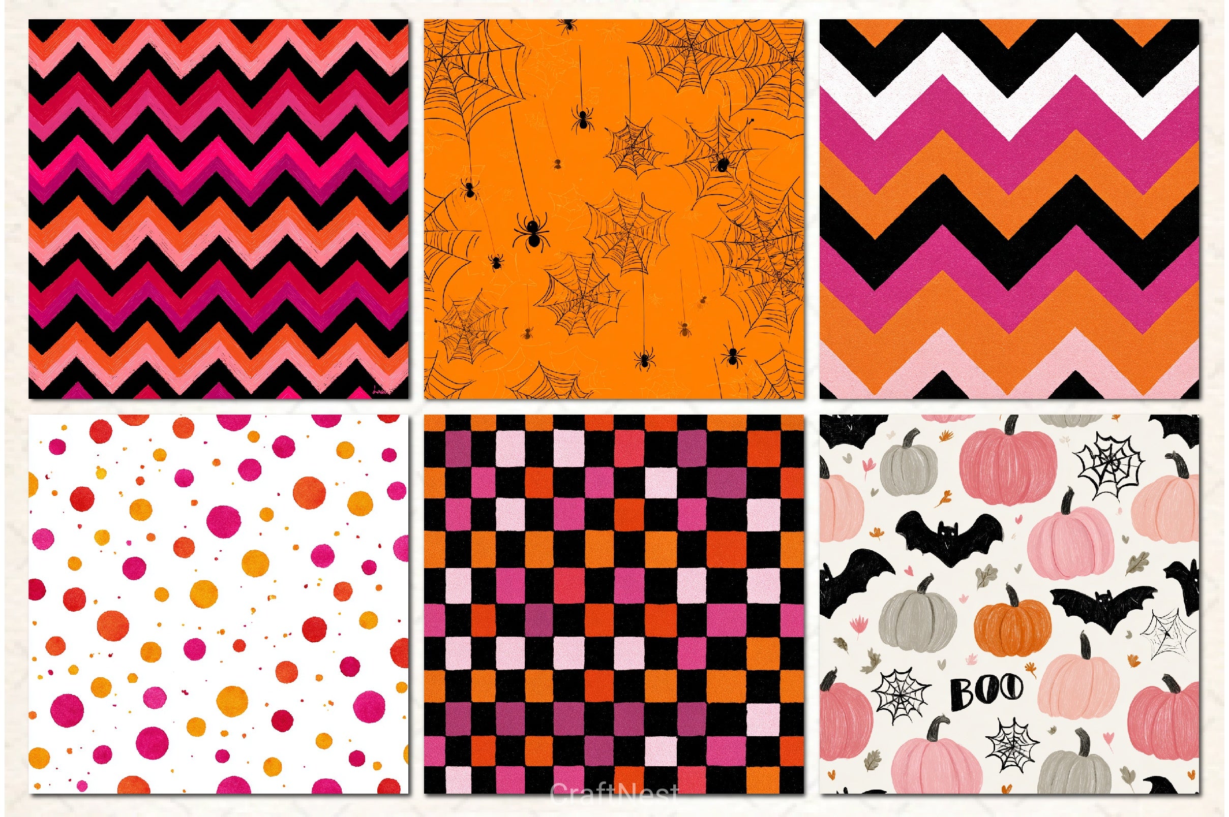 Cute Halloween Digital Paper Pack 3 - CraftNest - Digital Crafting and Art