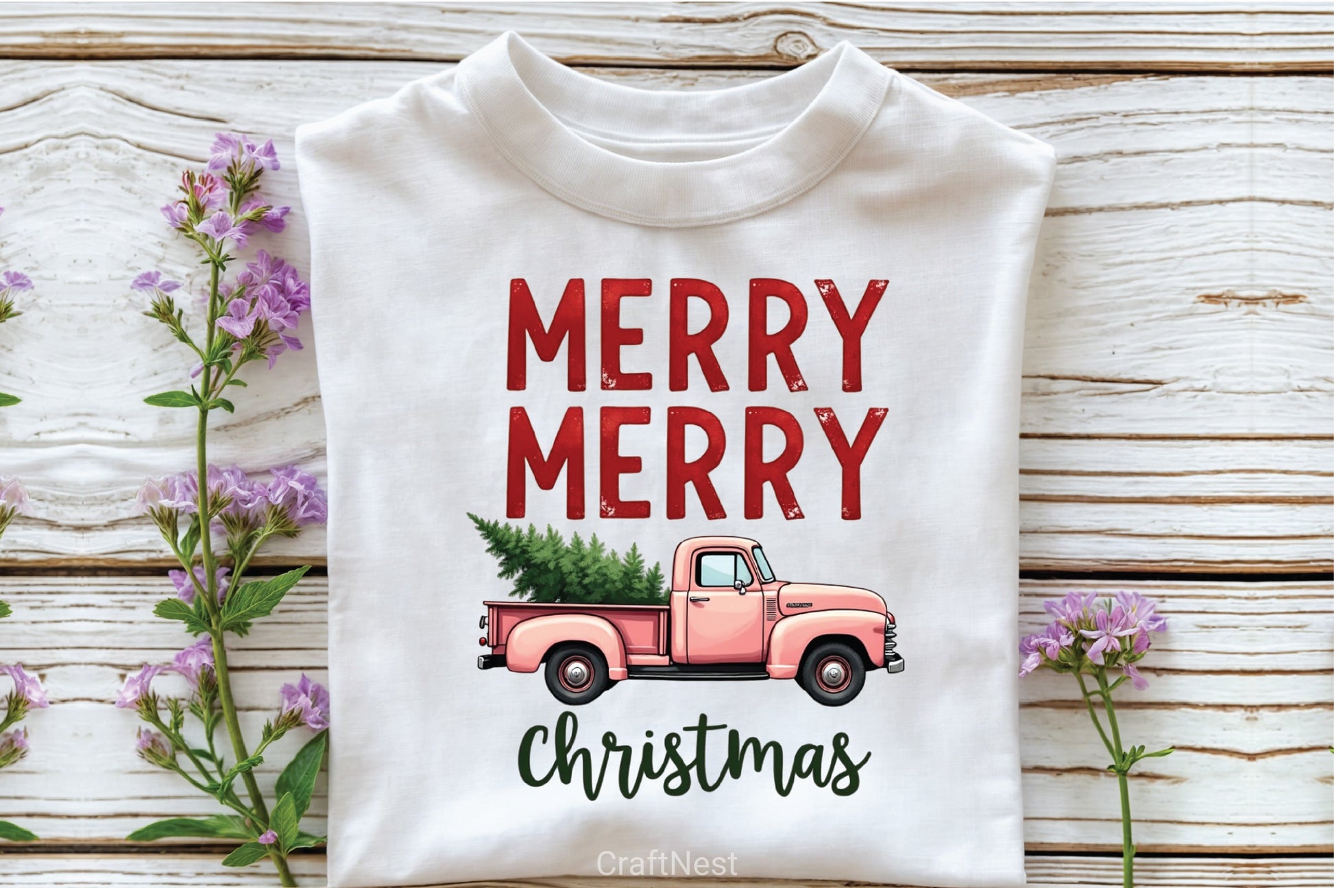 Pink Retro Christmas Truck Clipart Bundle - CraftNest - Digital Crafting and Art