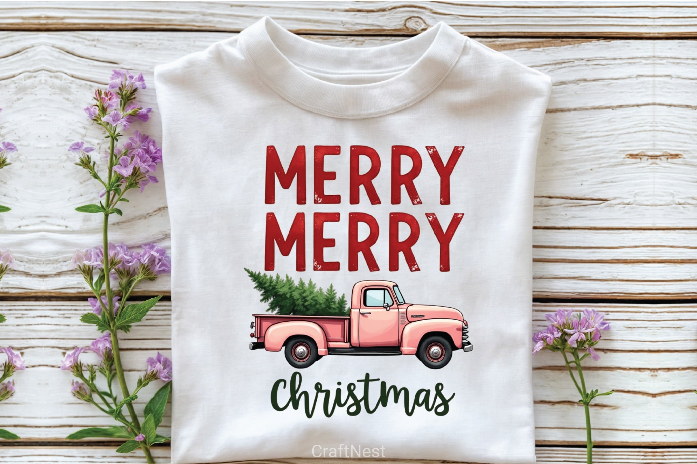 Pink Retro Christmas Truck Clipart Bundle - CraftNest - Digital Crafting and Art