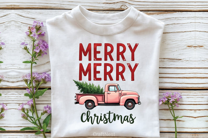 Pink Retro Christmas Truck Clipart Bundle - CraftNest - Digital Crafting and Art