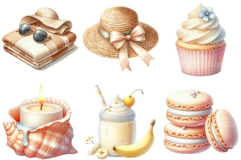 Creamy Summer Clipart - CraftNest - Digital Crafting and Art