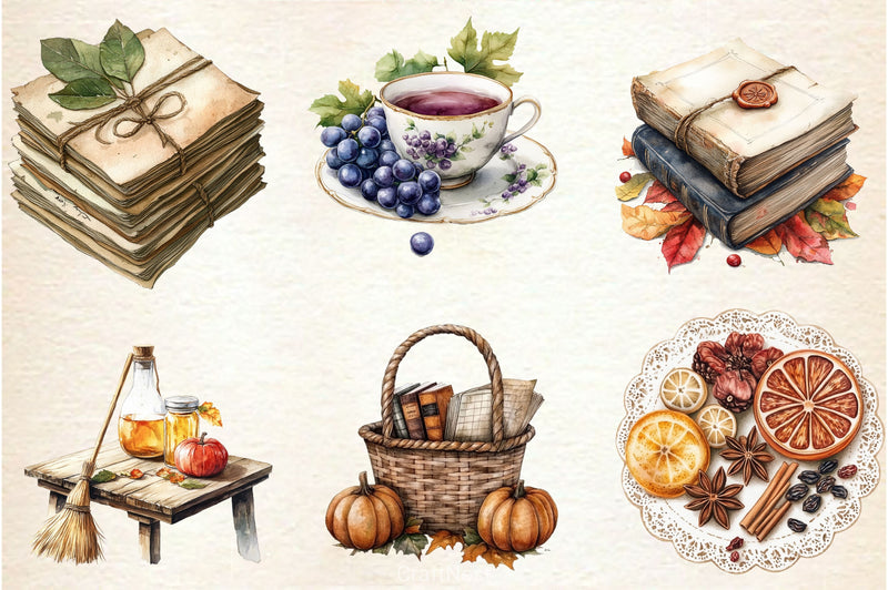 Witch Autumn Picnic Set Clipart Bundle 2 - CraftNest - Digital Crafting and Art