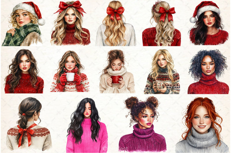 Neon Red Christmas Clipart Bundle - CraftNest - Digital Crafting and Art