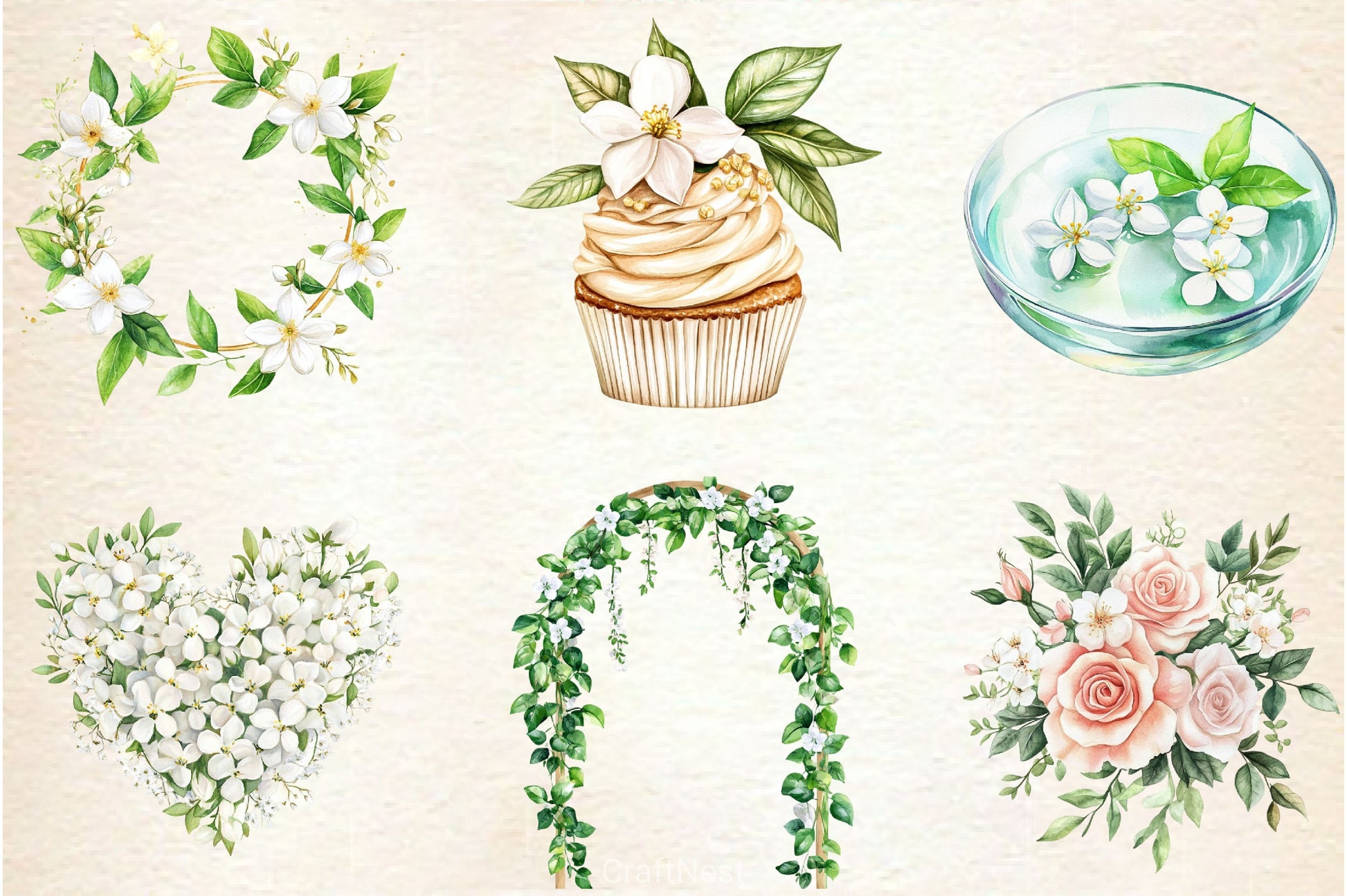 Jasmine Wedding Decor Clipart Bundle - CraftNest - Digital Crafting and Art