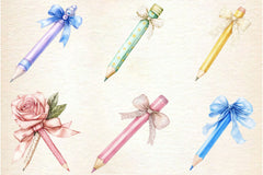 Coquette School Pencil Bow Clipart Bundle - CraftNest - Digital Crafting and Art
