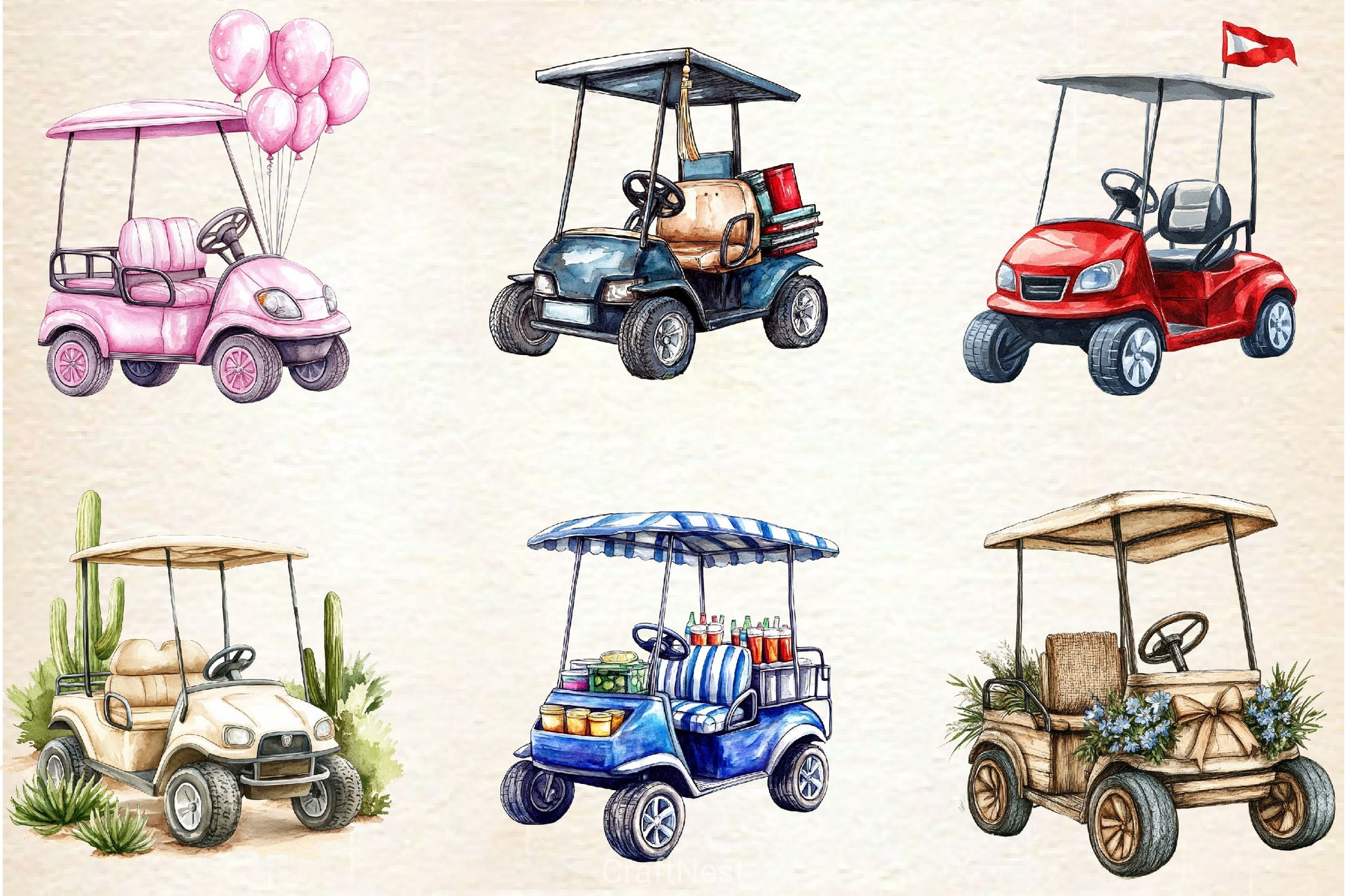 Golf Cart Clipart Bundle - CraftNest - Digital Crafting and Art