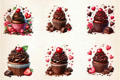 Romantic Chocolate Cupcake Clipart Bundle - CraftNest - Digital Crafting and Art