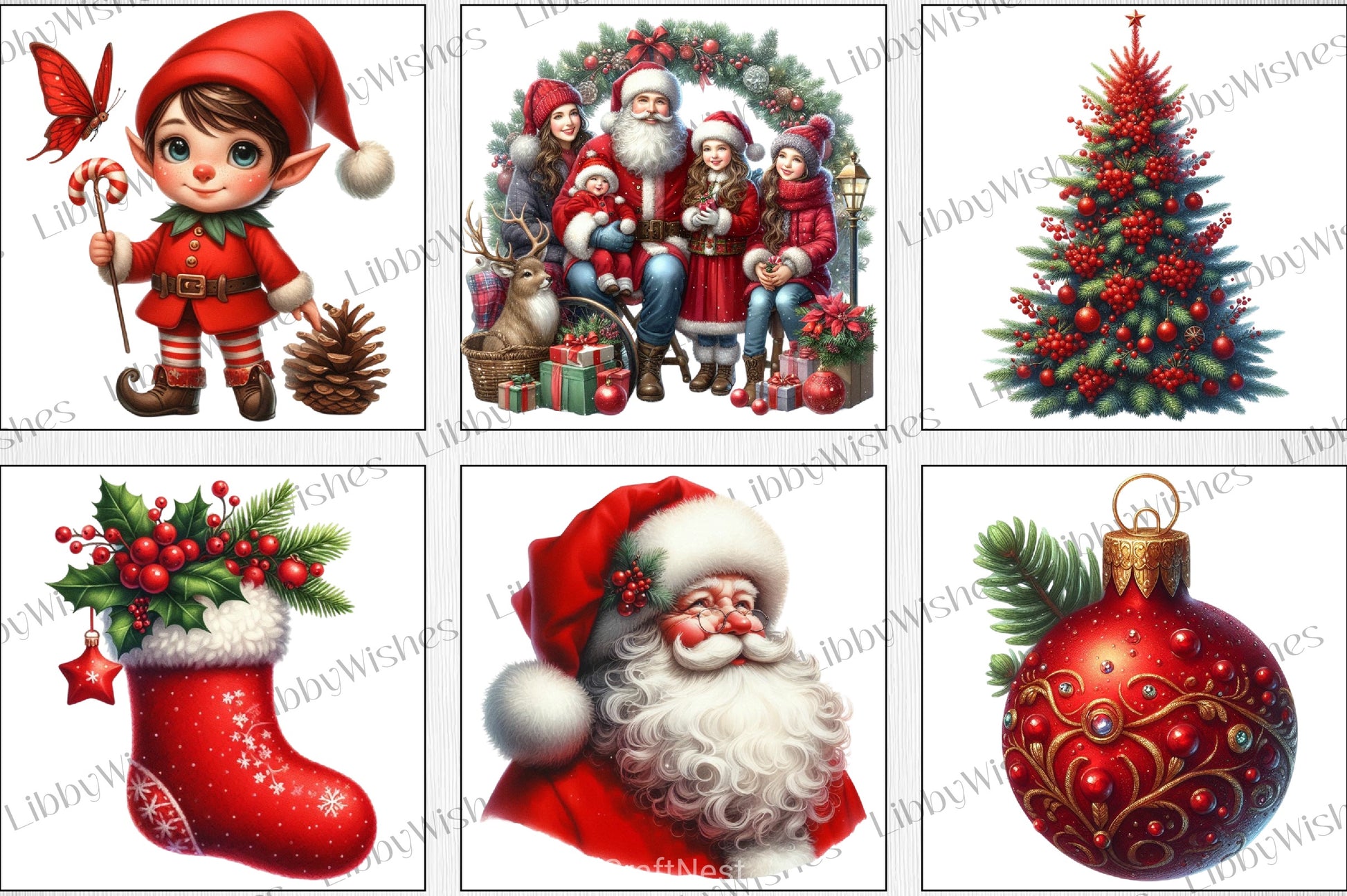 Red Christmas Clipart Bundle - CraftNest - Digital Crafting and Art