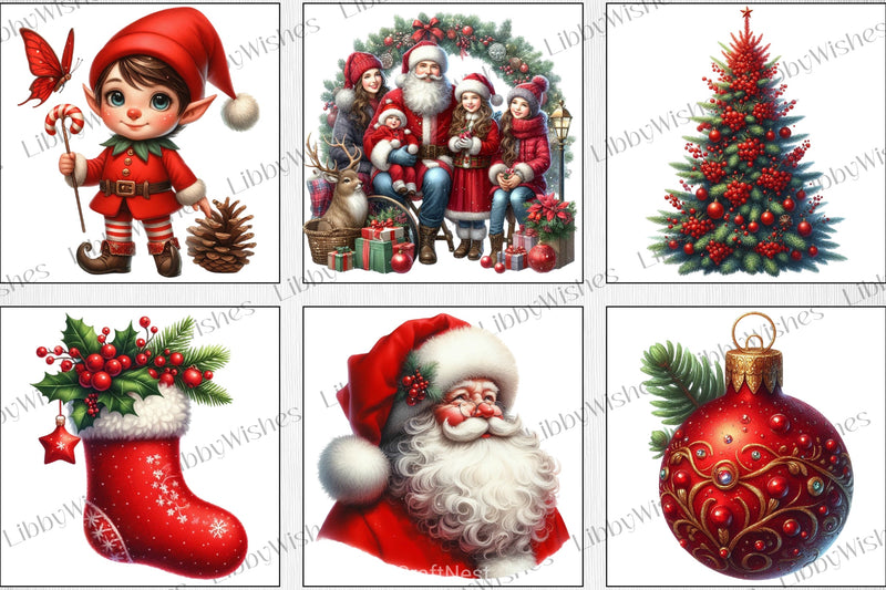 Red Christmas Clipart Bundle - CraftNest - Digital Crafting and Art