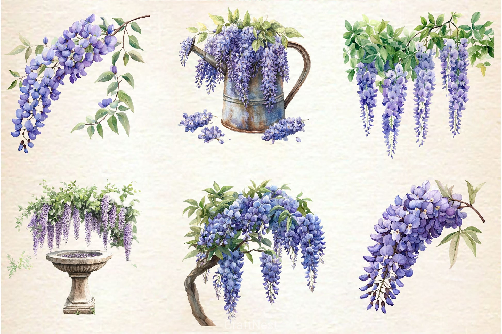 Wisteria Garden Clipart Bundle - CraftNest - Digital Crafting and Art