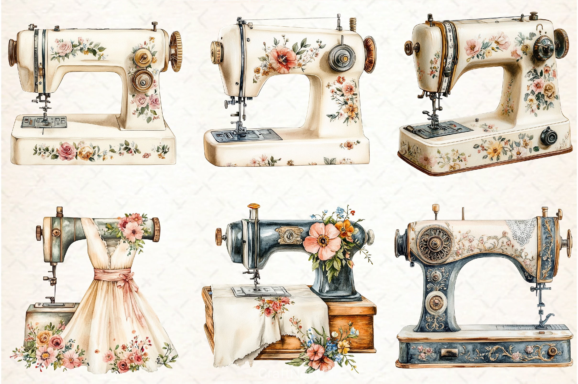 Vintage Sewing Machine Clipart Bundle - CraftNest - Digital Crafting and Art