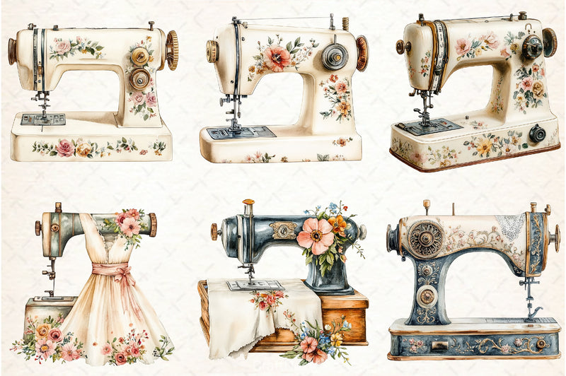 Vintage Sewing Machine Clipart Bundle - CraftNest - Digital Crafting and Art
