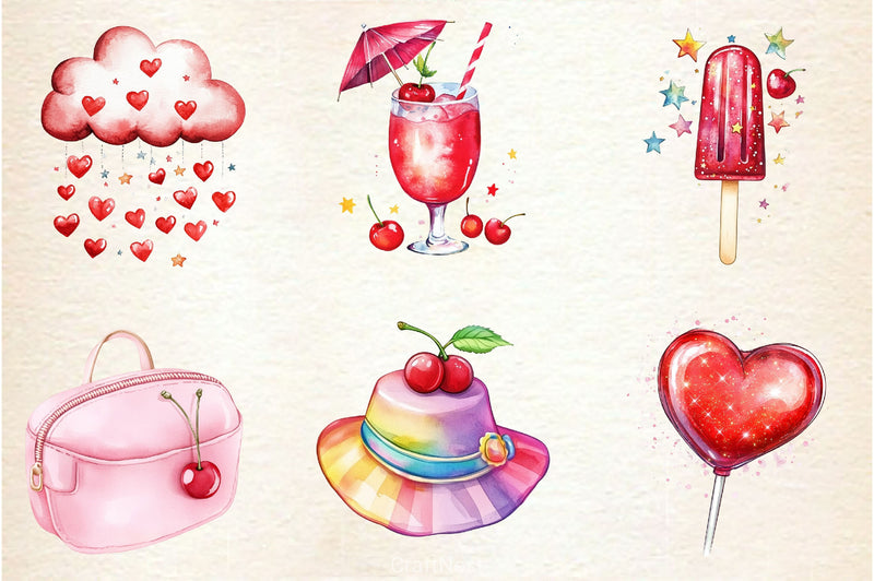 Cherry Red Magical Summer Clipart Bundle 2 - CraftNest - Digital Crafting and Art