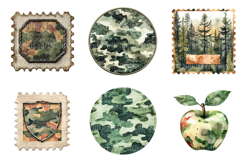 Camo Patches Clipart Bundle - CraftNest - Digital Crafting and Art