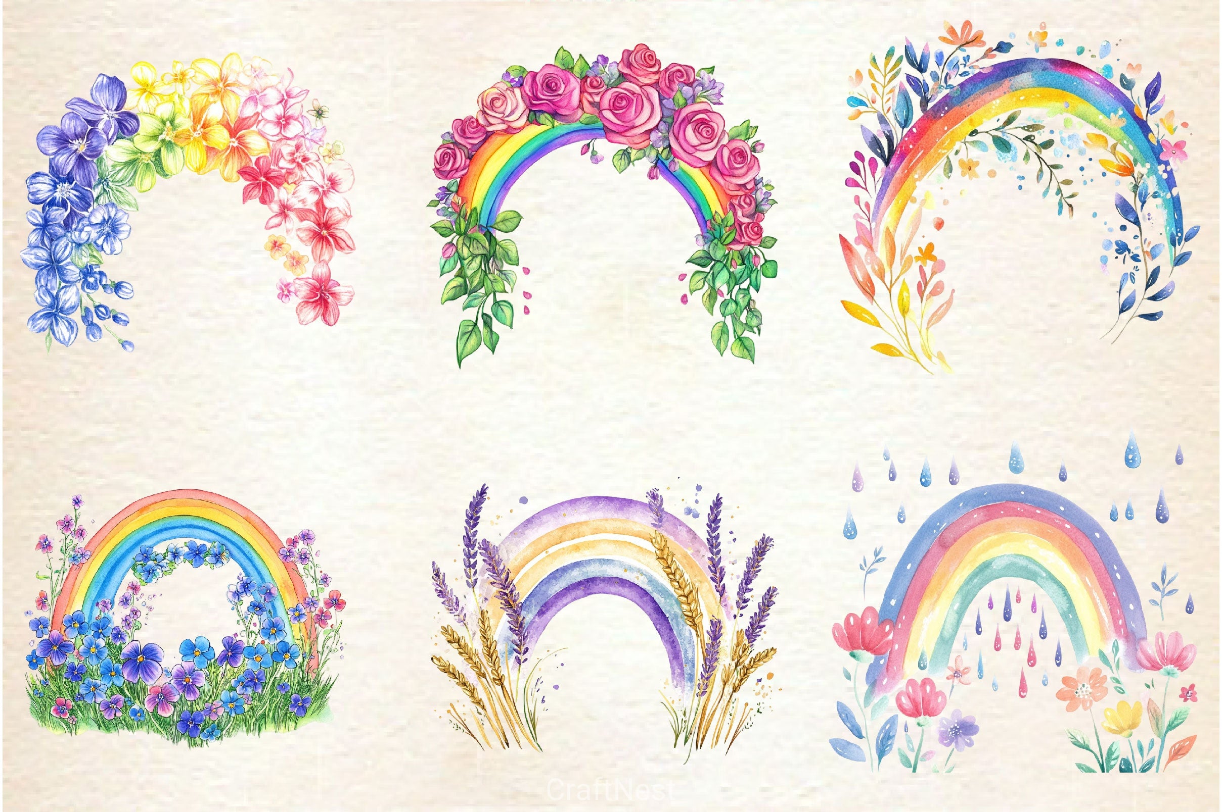 Floral Spring Rainbow Clipart Bundle 2 - CraftNest - Digital Crafting and Art