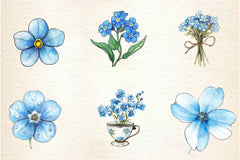 Forget Me Not Flower Bloom Clipart Bundle - CraftNest - Digital Crafting and Art