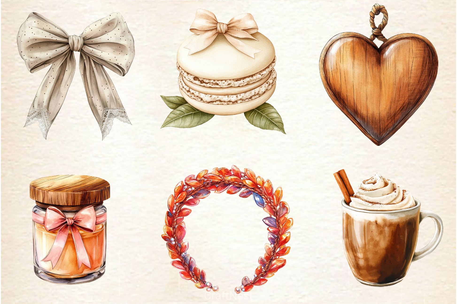 Neutral Rustic Coquette Fall Clipart Bundle 3 - CraftNest - Digital Crafting and Art