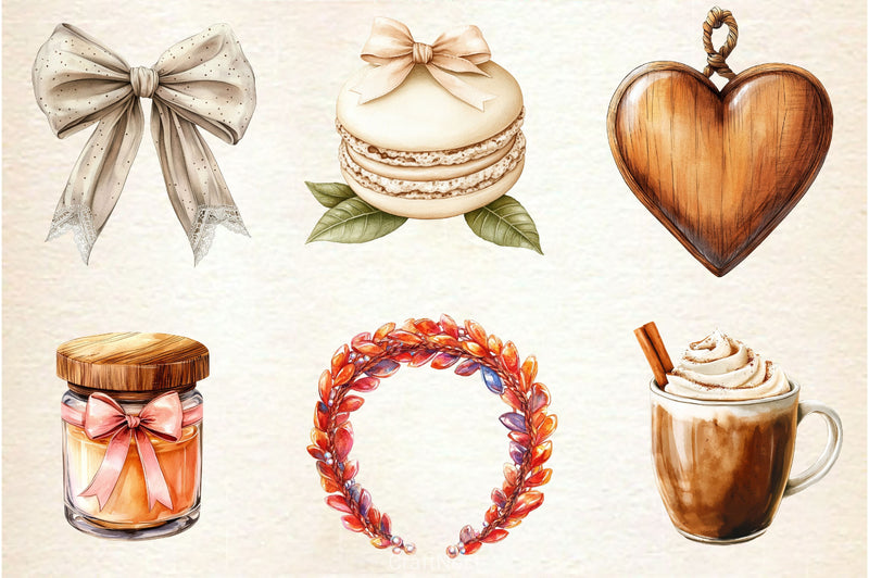 Neutral Rustic Coquette Fall Clipart Bundle 3 - CraftNest - Digital Crafting and Art
